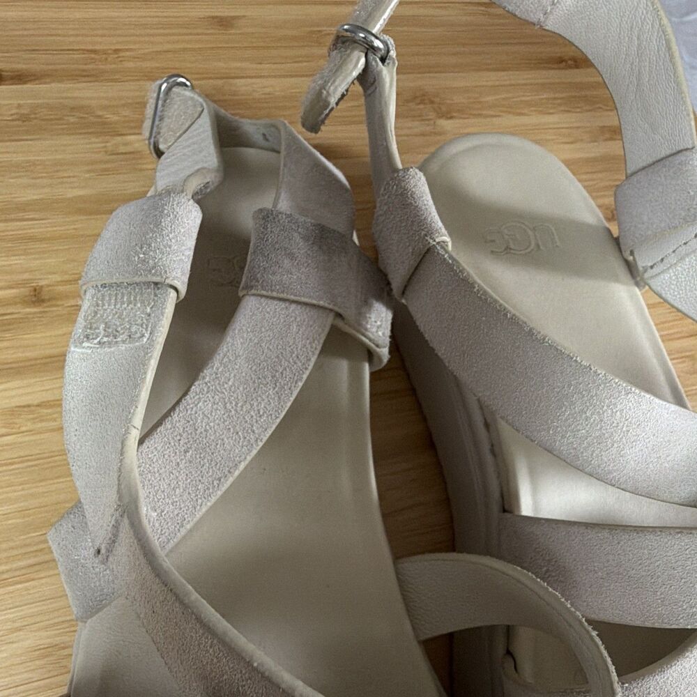 UGG Womens Suede Strappy Ankle Strap Hook & Loop Sandals Beige US 7 - Picture 5 of 11